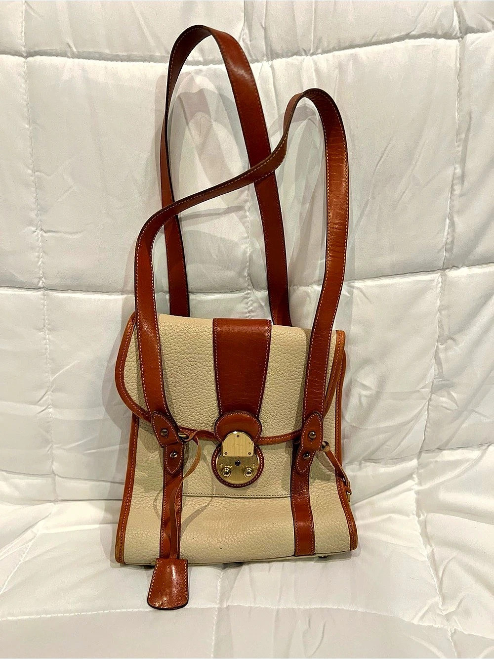 Dooney & Bourke Leather Purse in Brown & Cream